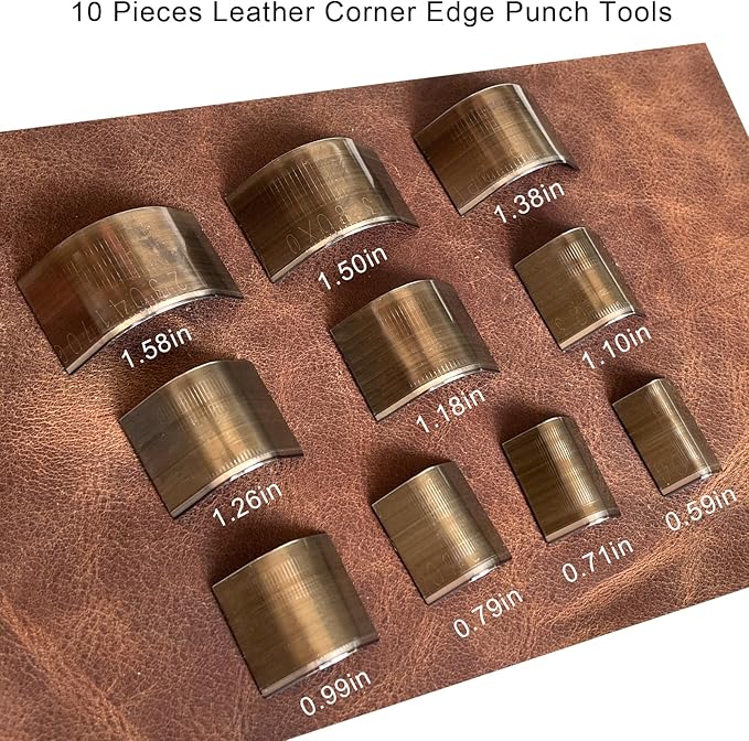 10 Pieces Leather Corner Punch Set, Leather Corner Cutter End Punch Tool, High Carbon Steel Edge Cutter Corner Trimmers with Mat, Cutting Dies Edge Trimmers Kit for DIY Leathecrafts-DeskLoop Office