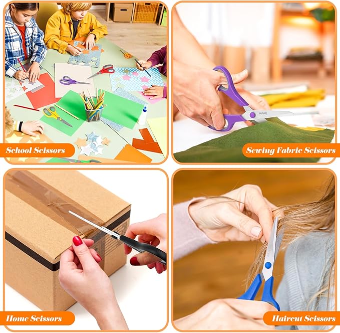 Scissors Bulk Set of 6-Pack, Taotree 8" Scissors All Purpose Comfort Grip Sharp Shears for Office School Supplies, High/Middle School Student Teacher Home Art Craft Sewing Fabric, Scrapbook Supplies-DeskLoop Office