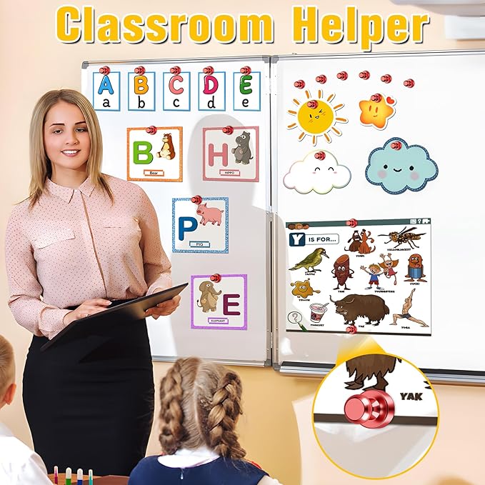 VNDUEEY 16 Pack Red Fridge Magnets, Refrigerator Magnet, Strong Magnets for Whiteboard, Magnetic Push Pins, Cute Magnet for Kitchen, Office, School, Adults-DeskLoop Office