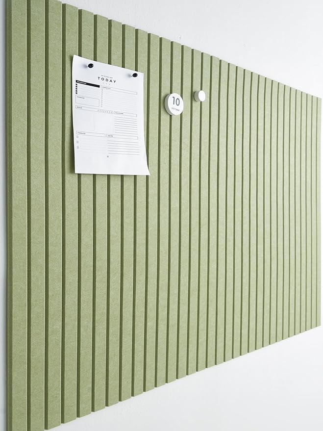 Large Cork Boards for Walls Black Felt Alternative - Slat Wall Paneling, Bulletin Board Tiles for Home Decor, Push Pin Corkboard Organizer for Office or Classroom-12-Pack Panel Kit (Avocado)-DeskLoop Office