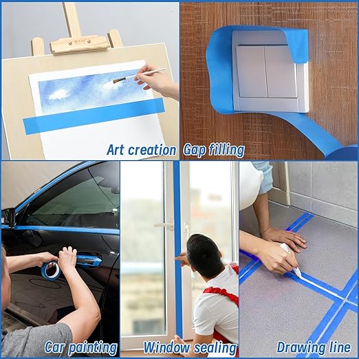5 Rolls Painters Tape 2 Inch Wide, Blue Painters Tape Bulk 1.89In × 55Yd × 5 Rolls Blue Tape, Multi-Surface Masking Tape for Wall Painting Edge Treatment DIY Crafts, Total 275 Yards-DeskLoop Office