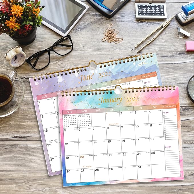Lbylyhxc 2025-2026 Calendar - Includes January 2025 to June 2026 -18 Monthly Wall Calendar 2025-2026, 11 x 8.5 Inches.Thick Paper with Julian Dates and Block for New Year and Christmas Presents (Wall Calendar Colorful)