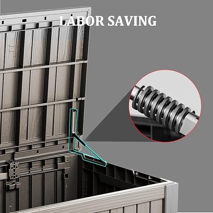 180 Gallon Lockable Resin Deck Box, Waterproof & UV-Resistant Outdoor Storage Box for Outdoor Cushion Storage, Garden Tools & Pool Accessories Storage, Gray-DeskLoop Office