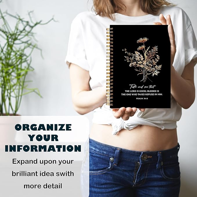 BearCake the Lord is Good Boho Floral Christian Notebook Journal, Christian Gifts for Women, Bible Notebooks for Note Taking, Bible Journaling Notebook, Hardcover Spiral Notebook 5.5x8.3-DeskLoop Office