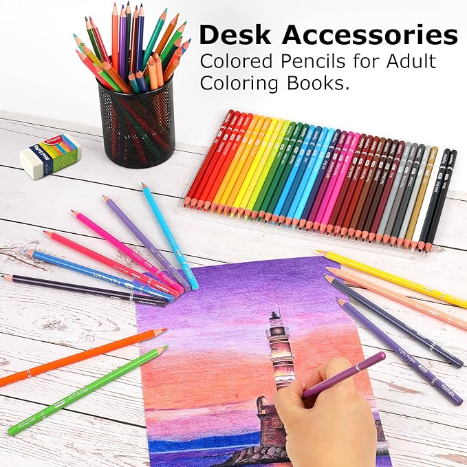 72 Colored Pencils for Adult Coloring Books, Professional Coloring Pencils Set, Art Supplies for Drawing, Sketching, Gifts for Teens-DeskLoop Office
