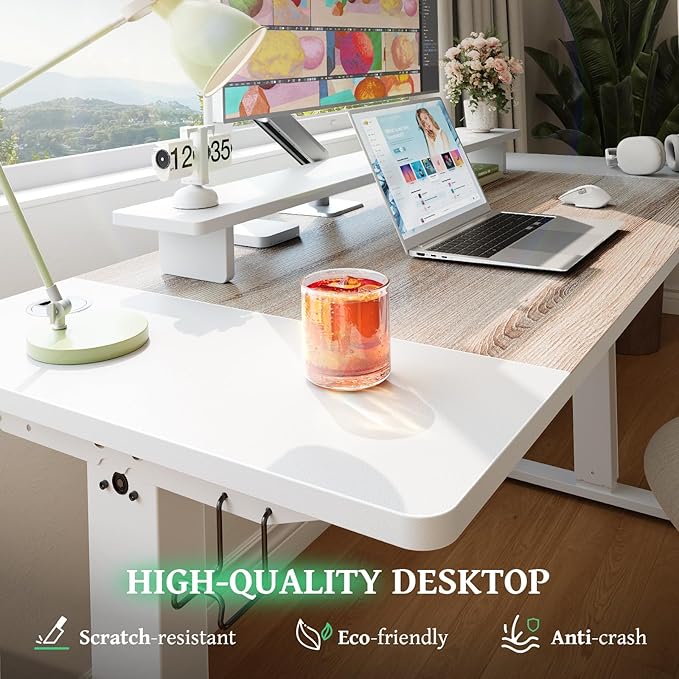 SIAGO Electric Standing Desk Adjustable - 63 x 24 Inch Sit Stand up Desk with Cable Management - 3 Memory Preset Adjustable Height Table-DeskLoop Office