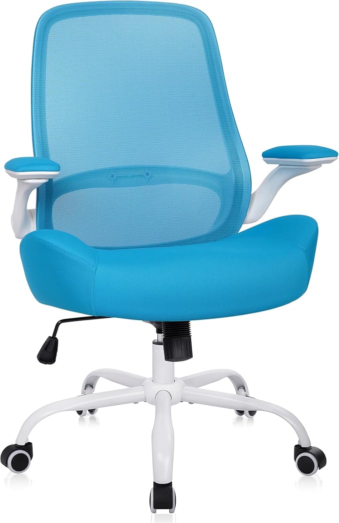 HYLONE Heavy Duty Office Chair, 5" Thickened Seat Ergonomic Desk Chair with Adjustable Armrests, Home Office Computer Chairs for Long Hours Mesh Executive Chair(Blue)-DeskLoop Office