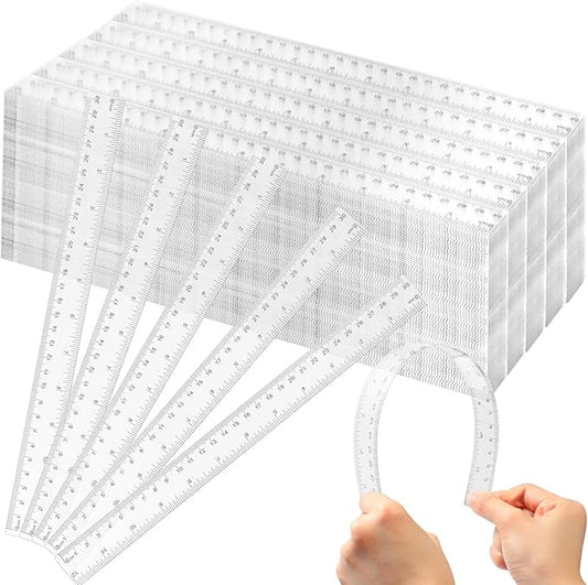 Fumete 300 Packs 12 Inch Back to School Clear Plastic Ruler Bulk with Inches and Centimeters Students Drafting Measuring Tool, Metric Rulers for Classroom Office Supplies-DeskLoop Office