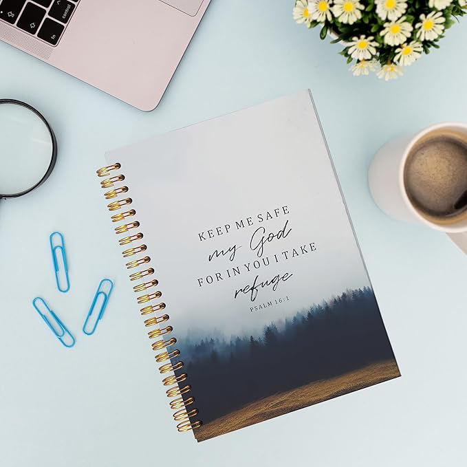 VNWEK Christian Bible Notebook Journal - Christian Gifts for Women Men Faith, Christian Journals for Writing Women, Scripture Journal, Notebook Spiral Bound with, PSALM 16:1 Writing Pads-DeskLoop Office