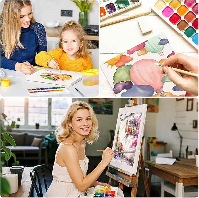 Soucolor Watercolor Paper Pad, 9"x12" Water Color Paper, 140lb/300gsm 40 Sheets Artist Painting Drawing Paper Book, Art Supplies for Adults Kids, Watercolor Paint Set, Sketchbook, Journal, Notebook-DeskLoop Office