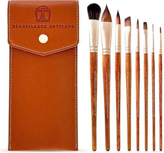 Maestro Series - Sable Watercolor Brushes 8Pcs Kolinsky Sable Performance Brush Set, Outstanding Color Flow, Durable Performance & Precision Shape Retention-DeskLoop Office
