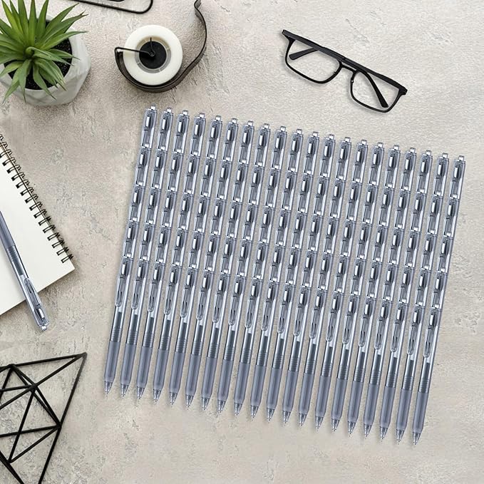 Aozora Black Gel Pens Fine Point Smooth Writing Pens 100 Pack Retractable Black Ink Pens 0.5mm Quick Dry Office School Supplies (Black-100pack)-DeskLoop Office