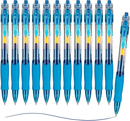 M&G 12Pcs Gel Pens, 0.5mm Blue Ink Gel Pens Fine Point, Quick Dry Gel Ink Pens Bulk Smooth Writing with Soft Anti-Slip Grip Retractable Design for Journaling Coloring Office Supplies School Women Men-DeskLoop Office