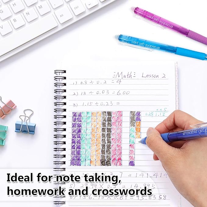 Vanstek 22 Colors Retractable Erasable Gel Pens Clicker, Fine Point(0.7), Make Mistakes Disappear, Premium Comfort Grip for Drawing Writing Planner and Crossword Puzzles-DeskLoop Office