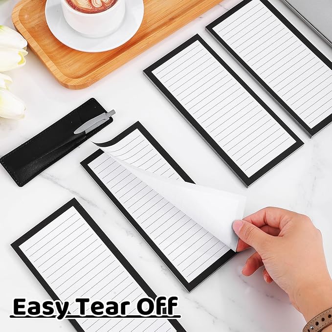 4 Pack Magnetic Note Pad for Fridge with Pen Holder, Totally 200 Sheets Magnetic To Do List, Shopping List, Grocery List, Memo Pads for Refrigerator(Black Border)-DeskLoop Office