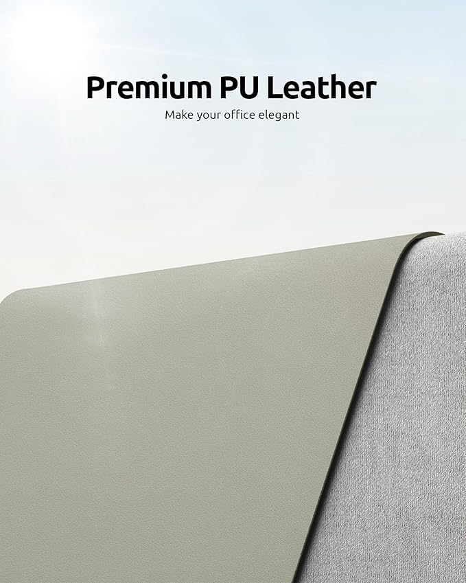 YSAGi Leather Desk Protector, Office Mat, Large Mouse Mat, Non-Slip PU Leather Blotter, Laptop Pad, Waterproof Writing Pad for Office and Home (Sage Green, 35.4" x 17")-DeskLoop Office
