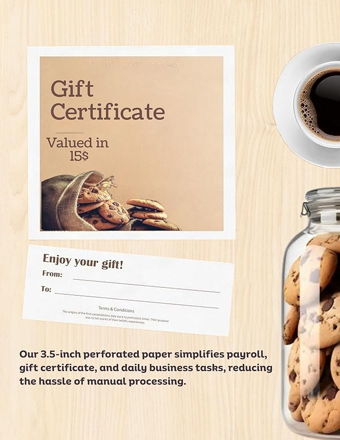 Limited Papers (TM) 8.5x11 Perforated Paper, 20/50 Pound, 75 GSM, Variety of Perforation Sizes and Colors, for Forms, Tickets, Postcards, Business Cards. (White, 2 up – 3.5” from bottom)-DeskLoop Office