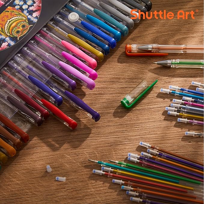 Shuttle Art 50 Pack Metallic Gel Pens, 25 Metallic Gel Pens Set with 25 Refills Perfect for Adult Coloring Books Doodling Drawing Art Markers-DeskLoop Office