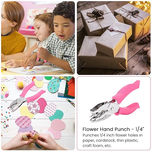 MyArTool Flower Hole Punch, 1/4 Inch Handheld Flower Paper Punch with Soft Grip, Flower Shape Hole Puncher for Paper Crafts, Cardstock, Gift Wrapping, Greeting Cards and Scrapbooks-DeskLoop Office