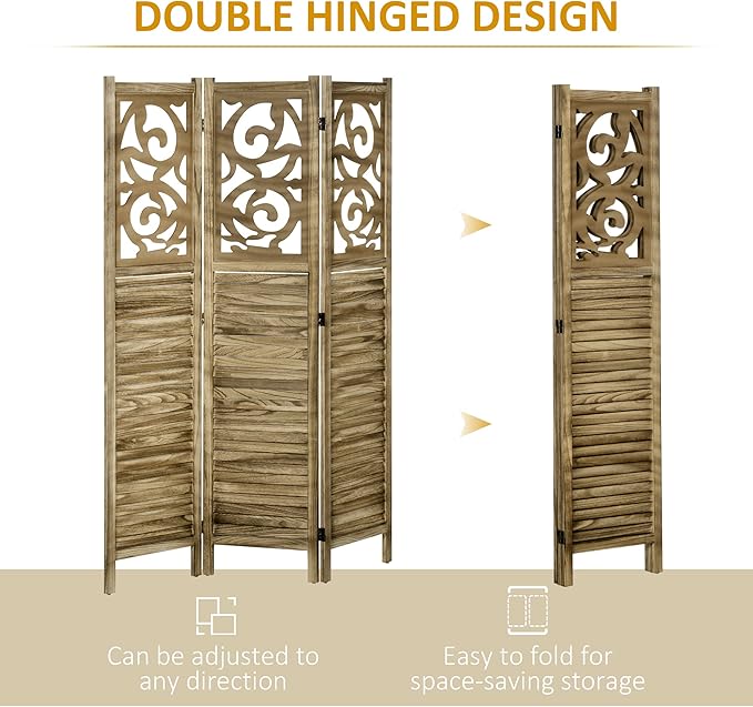 NicBex Room Divider 3 Panel Room Dividers with Floral Design Partition Room Dividers and Folding Privacy Screens 5.5 FT Wall Divider for Home, Office, Room Separation,47.25"W x 0.75"D x 67"H, Brown-DeskLoop Office