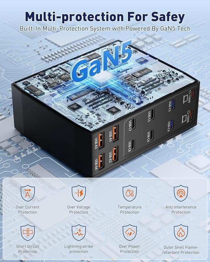 Charging Station (600W),12-Port USB C Charger Block with Dual 100W PD USB-C Fast Charging Station Hub for MacBook Pro/Air/All iPad iPhone 17/16 15/14/13/Pro Max/Samsung Galaxy Note (Black)-DeskLoop Office