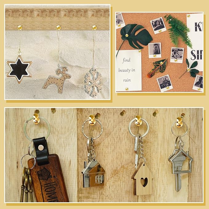 220 Count Gold Push Pins, Standard Plastic Head Steel Point Gold Thumb Tacks Decorative Push Pins for Cork Board Wall Hanging-DeskLoop Office