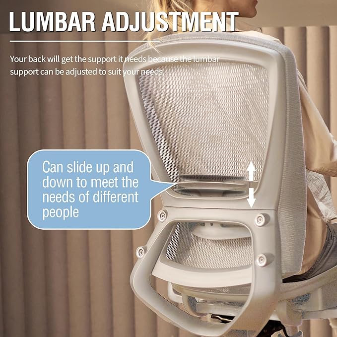 ELABEST T96 Mesh Office Chair,Ergonomic Computer Desk Chair,Sturdy Task Chair- Adjustable Lumbar Support & Armrests,Tilt Function,Comfort Wide Seat,Swivel Home Office Chair-DeskLoop Office