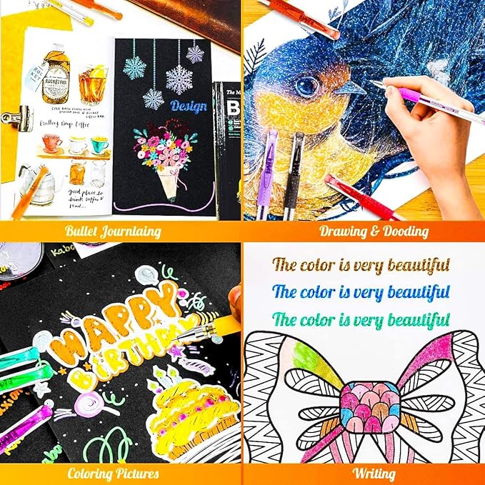 Soucolor Teen Girl Gifts Trendy Stuff, Glitter Gel Pens for Adult Coloring Books, 120 Pack-60 Glitter Pens, 60 Refills and Travel Case, 40% More Ink Markers Set for Preppy School Stuff Journaling-DeskLoop Office