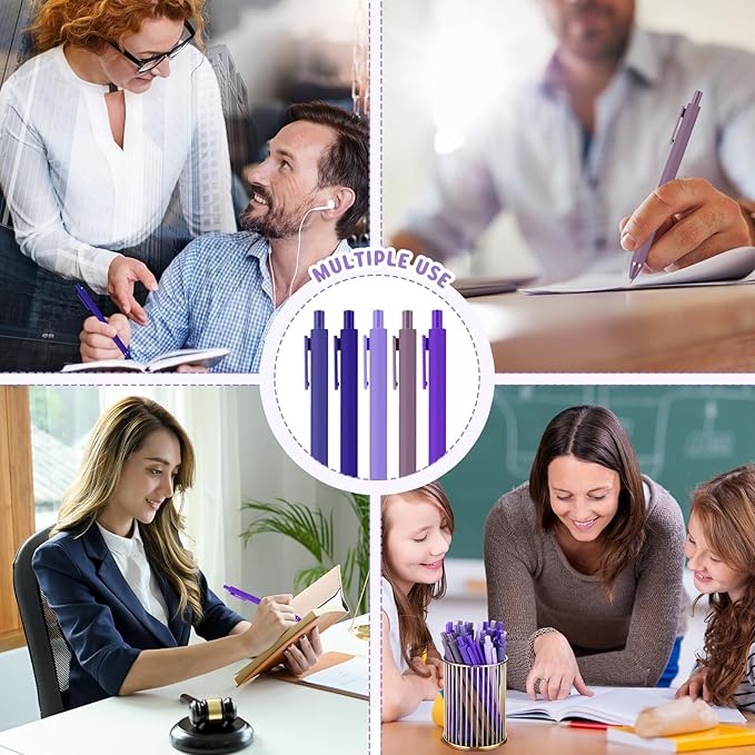 100 Pcs Ballpoint Pens Bulk Retractable Writing 1. 0 mm Black Ink Cute Pens Smooth Writing Color Fancy Gift for Teacher Student Employee Office School Home Baby Shower Supplies (Purple Series)-DeskLoop Office