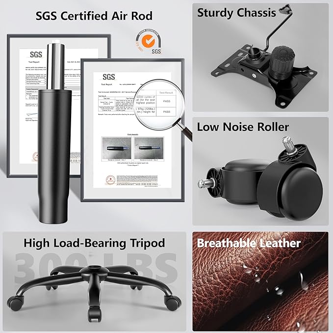 PU Leather Executive Office Chair, Ergonomic Mid-Back Computer & Gaming Chair with Adjustable Height, Rolling Swivel & Flip-Up Armrests, Comfy Padded Seat for Home Office-Brown-DeskLoop Office