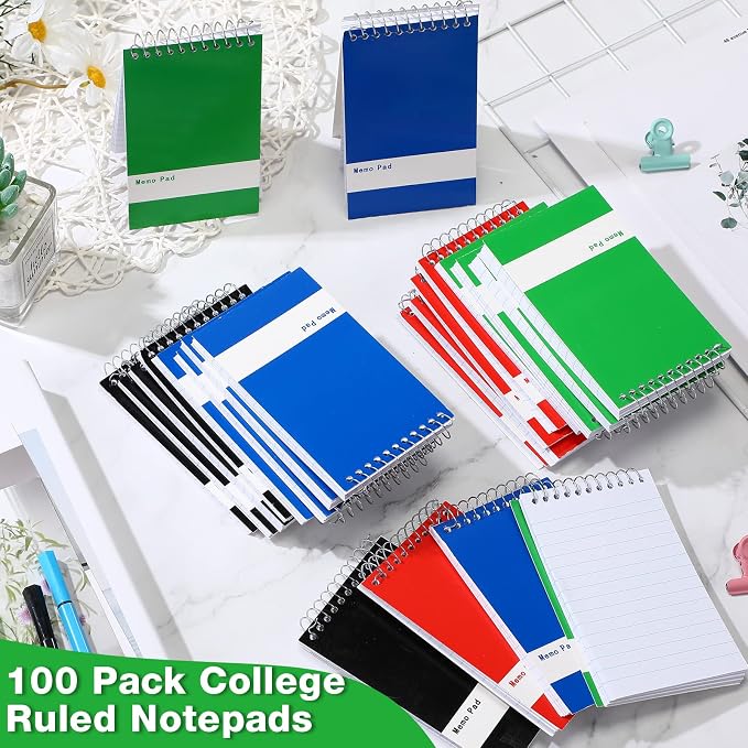 Thenshop 148 Pads Spiral Memo Pads Bulk 3 x 5 Inch Small Pocket Notepad Top - Image 7