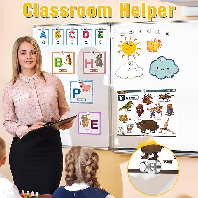 VNDUEEY Refrigerator Magnets, Small Magnets for Fridge 16pcs White Board Magnetic Push Pins Strong Magnetic Clips for Classroom Organization Cute Whiteboard for Kitchen Gadgets 2025 Office Locker-DeskLoop Office