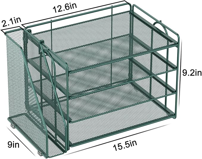 Spacrea Paper Organizer, Desk Organizers and Accessories for Desk with File organizer, Desk Accessories & Workspace Organizers for Office Supplies (Dark Green)-DeskLoop Office