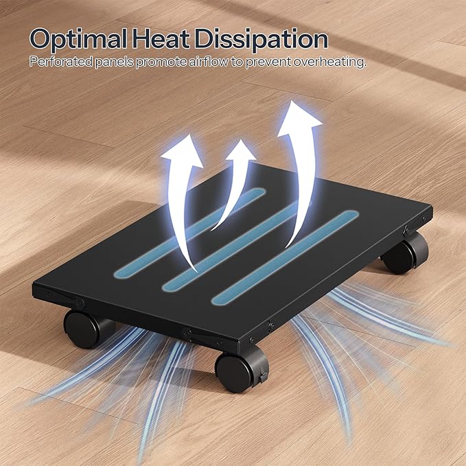 HOOBRO Mobile PC Stand, Ventilated Computer Tower Stand, PC Tower Holder with 4 Caster Wheels, CPU Holder Under Desk Fits Most Computer Host, for Office, Gamers, Black BB46CJ01-DeskLoop Office