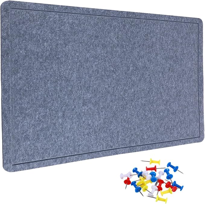 YOKIVE Felt Bulletin Board, 48 x 36 -Inch Foldable Decorative Pin Board Self Adhesive Felt Cork Board with 20 Pushpins, Great for Wall, Photo Display, Paste Note, Schedule(Gray)-DeskLoop Office