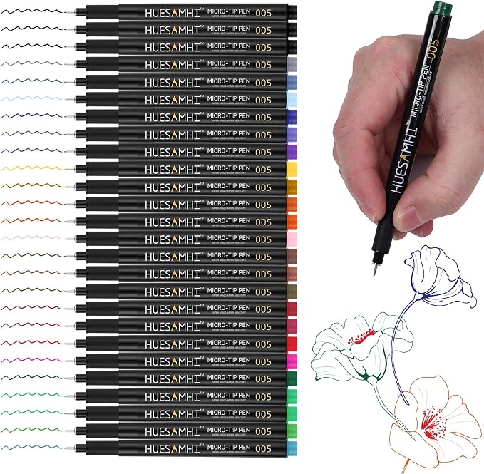 huesamhi 005 Micro Pen 23 Colors and 3 Black 0.20mm Fine Tip Waterproof Ink - Image 6