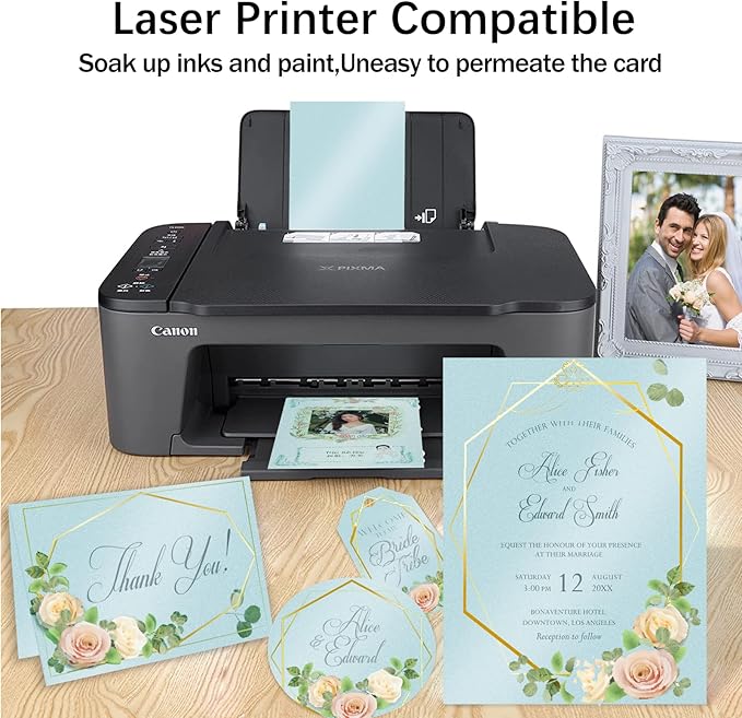 100 Sheets Blue Shimmer Cardstock 8.5 x 11 Metallic Paper, Goefun 80lb Card Stock Printer Paper for Invitations, Weddings, Parties, Showers-DeskLoop Office