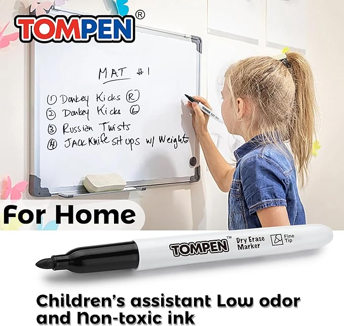 Dry Erase Markers Fine Tip,Black,48 Count Bulk,Thin Erasable Whiteboard Markers with Low Odor Ink Quick-Drying for Calendar Boards Office Home School Writing Planning-DeskLoop Office