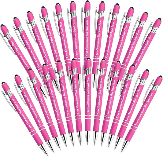 Personalized Ballpoint Pen 24pcs, Custom Pens Free Engraved Bulk with Name Logo, Soft Black Ink Stylus with Touch Metal Office, Gift for Anniversaries, Graduations, Birthdays-DeskLoop Office