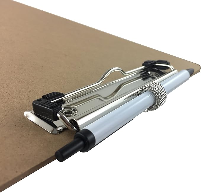 Pen Holder Clipboard, Letter Size, Low Profile Clip, Hardboard, 6-Pack (Pen Included)-DeskLoop Office