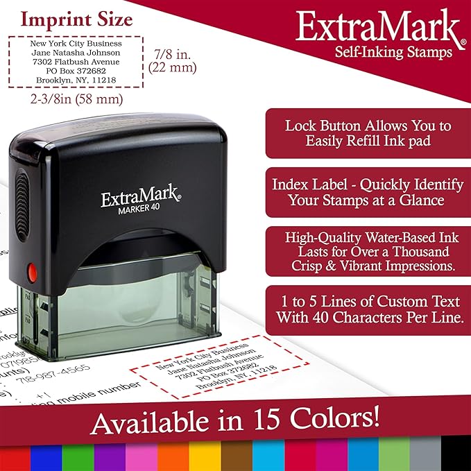 Return Address Stamp - Custom Self Inking Rubber Stamp - Personalized Stamp - Customizable Text with 15 Colors - Wedding Invitation & Housewarming Rubber Stamp-DeskLoop Office