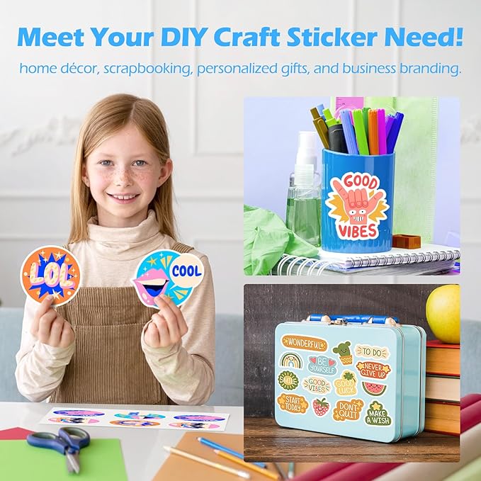 TECKWRAP Printable Vinyl Sticker Paper for Inkjet Printer, Glossy Inkjet Printable Vinyl, 8.26" x 11.69" A4 56 Sheets/Pack Printing Paper for Craft Scrap-Booking, Stickers, Labels-DeskLoop Office