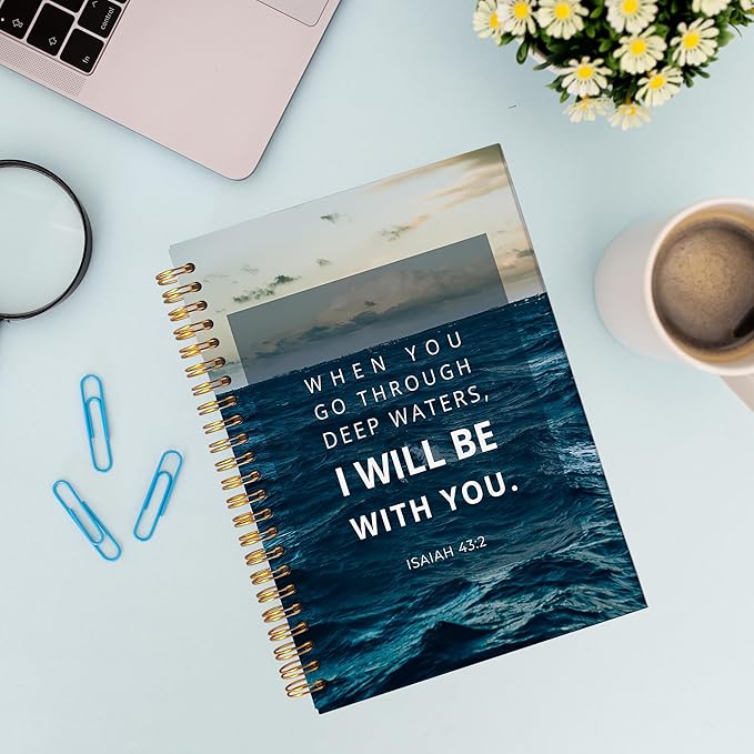 VNWEK Bible Christian Notebook Journal - Christian Journals for Writing Women, Bible Journaling Notebook, Christian Gifts for Women Men Faith, Notebook Spiral Bound with, Isaiah 43 2 Writing Pads-DeskLoop Office