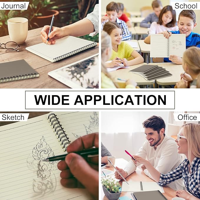 Yahenda 54 Pcs Spiral Notebook Bulk A5 Journal Lined 8.3'' x 5.5'' Writing Composition Paper Small Notepad Subject Notebook for Students Office Business Back to School Supplies (Dark Gray)-DeskLoop Office