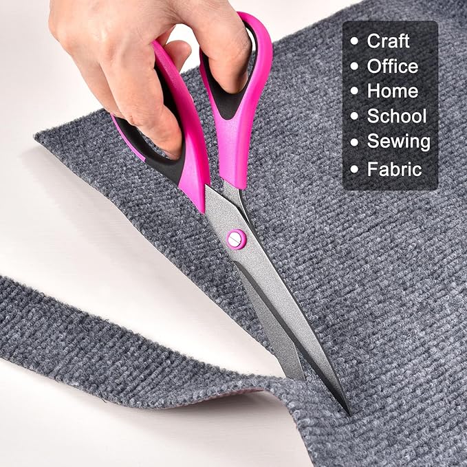 Craft Scissors Set, Sharp Scissors All Purpose Heavy Duty, Teflon Non-stick Titanium Coated, Ergonomic Grip, Ideal for Sewing Fabric DIY&Arts Scrapbook School Office Supplies, 9.3''/8.5''/5.6"-DeskLoop Office