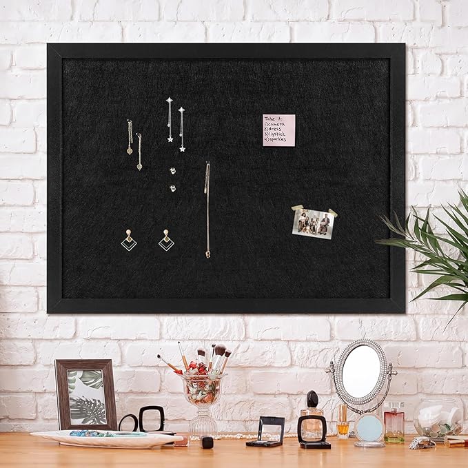 TORASO Cork Board Bulletin Board, 23.5" X 35.5" Cork Boards for Walls with Pins, Eye Bolts, gaskets, Screws, Pin Board for Office, School and Home (BK,60x90cm,1p)-DeskLoop Office