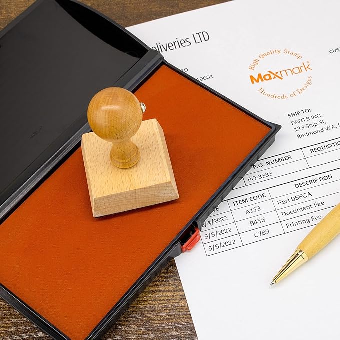 Large Premium Black Ink Stamp Pad - 3" by 6" - Quality Felt Pad - Case with Closing snap-DeskLoop Office