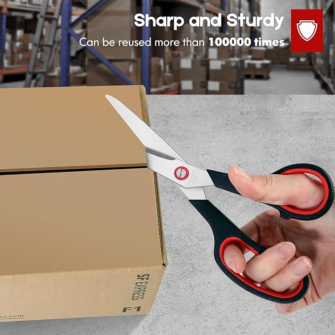 8" Scissors Bulk 6-Pack, All Purpose Scissors Stainless Steel Sharp for Office Home General Use Craft Supplies, High/Middle School Classroom Class Older Kids Scissor Set, Right/Left Handed-DeskLoop Office