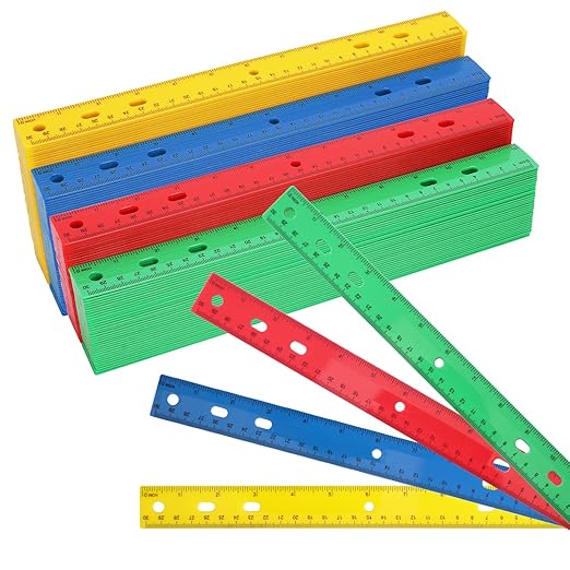 200 Pack 12 Inch Plastic Rulers Bulk, 4 Color Plastic Ruler, Colourful Ruler with Dual-Scale Measurement, Easy to Store, for Home, Office, Practical Use by KUKLIPJIM-DeskLoop Office