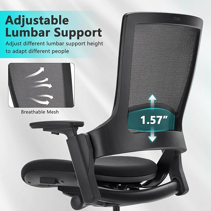 CLATINA Swivel Executive Chair, Adjustable Ergonomic Computer Chair with 3D Armrest and Lumbar Support, Mesh Backrest Task Chair for Home Office Conference Room-DeskLoop Office